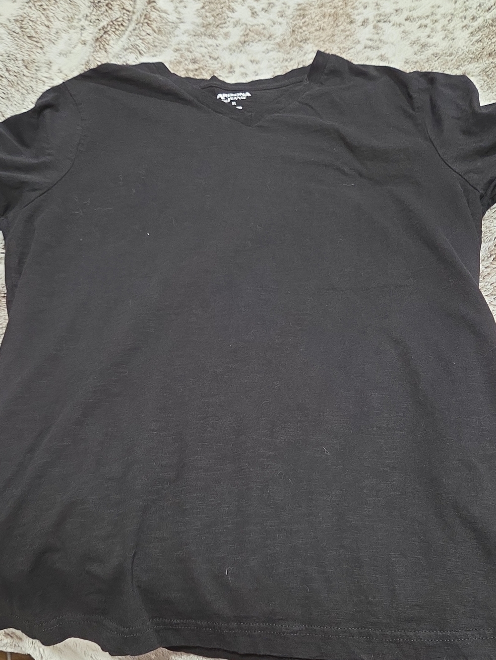 Men's Black V-Neck Cotton Shirt